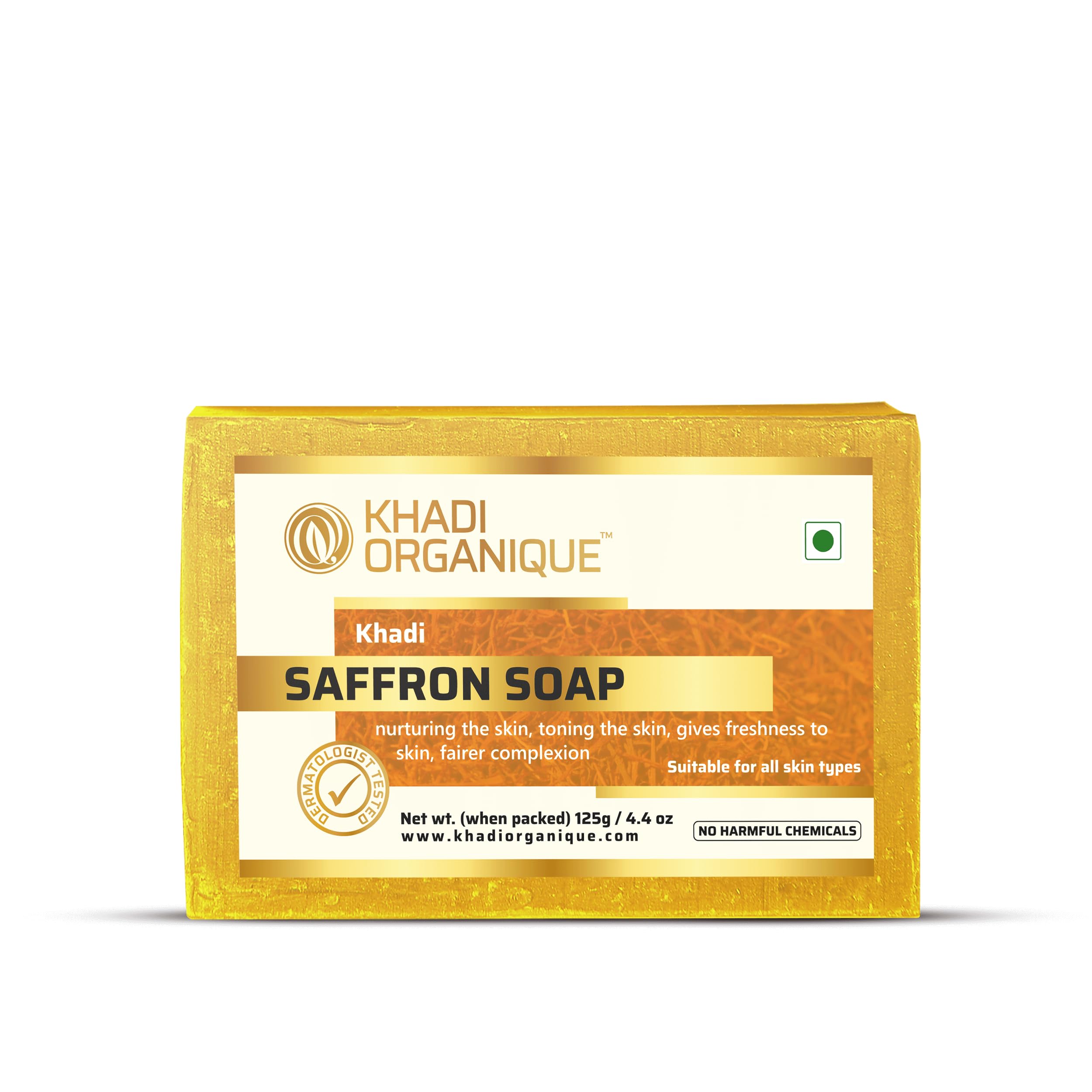 Khadi Organique Handmade Saffron Soap 125 Gm (pack of 4)