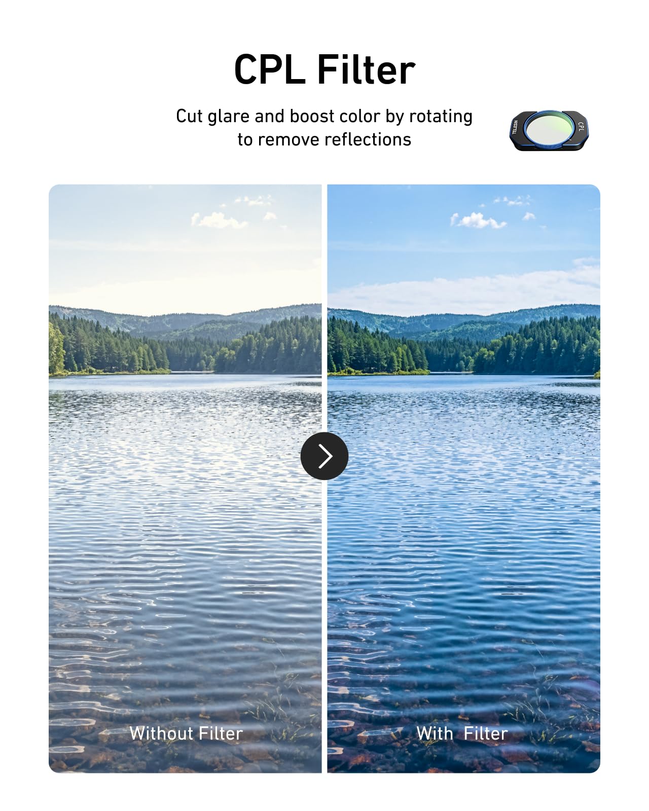 TELESIN Magnetisches Filter-Set für DJI Osmo Pocket 4/3 & Xtra Muse – 0,72x Weitwinkelobjektiv für erweitertes Sichtfeld, VND 2–32 ND, CPL, Black Diffusion 1/4, Aufsteck-Objektivfilter