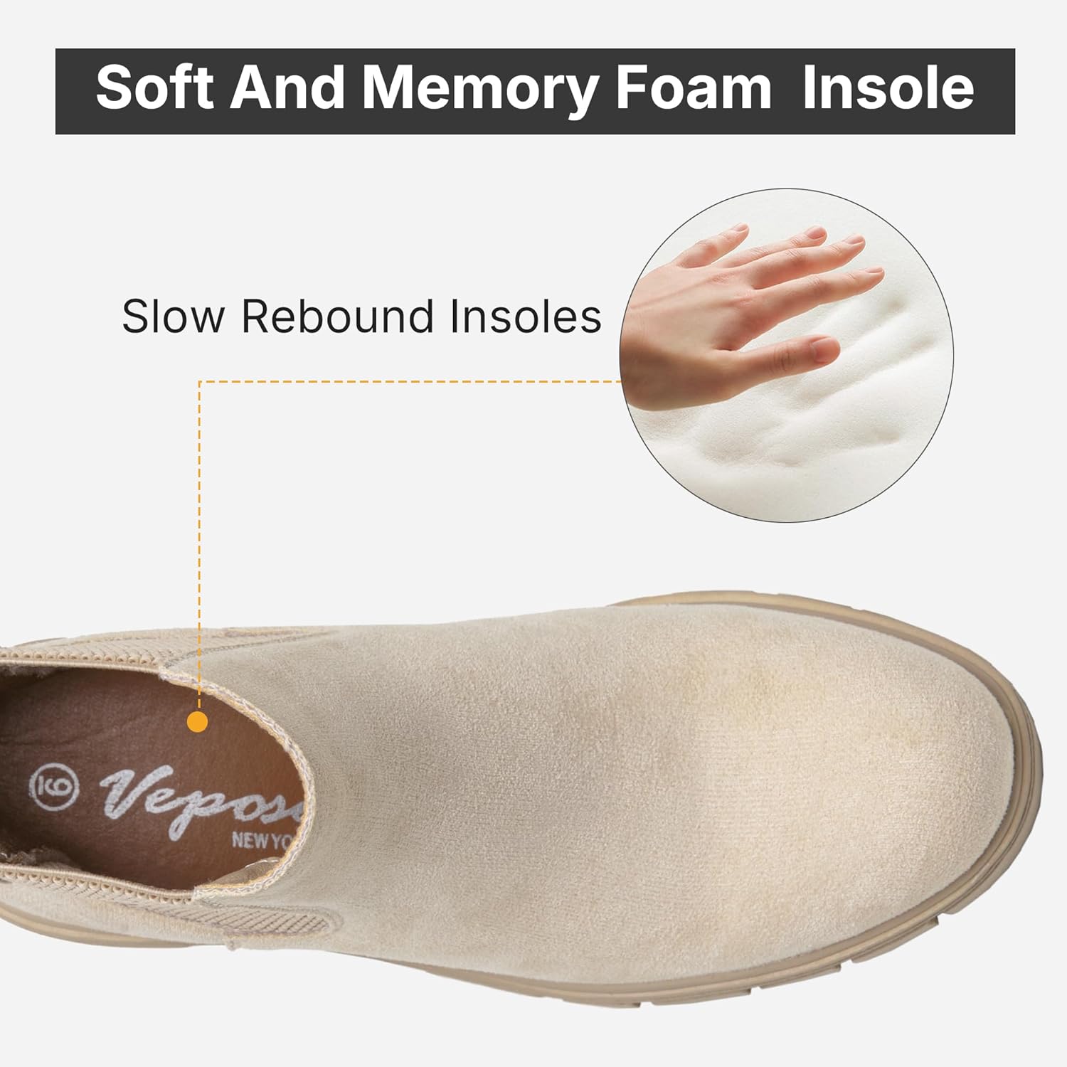 Vepose Women's 936 Chelsea Ankle Boots Platform Lug Sole Elastic Slip on Booties - Image 4