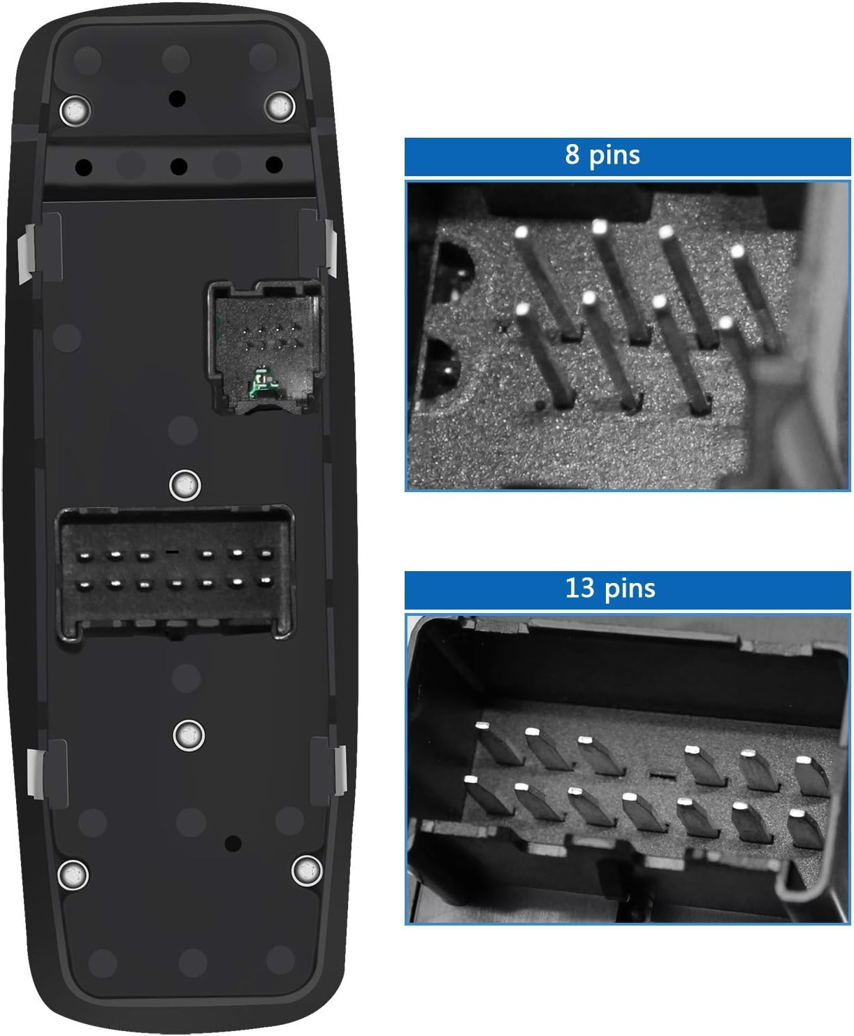 Front Driver Side Master Power Window Switch Door Lock Main Control Button Automotive Interior Trim Compatible with 2008-2012 Dodge Journey & Nitro, Jeep Liberty, RAM 1500/2500/3500 Replace 4602632AG