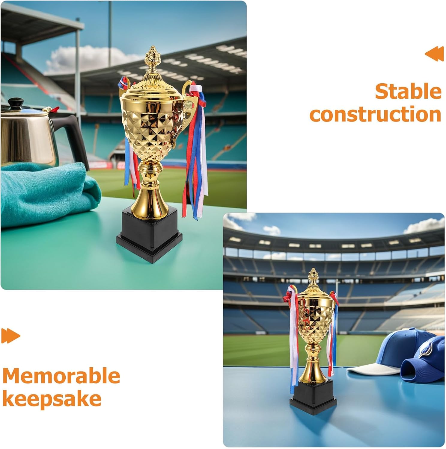 Homoyoyo Large Sports Trophy Cup for Athletic Competitions and Soccer Awards, Metal Gold Finish, Suitable for Basketball, Football, Racing, and Tournament Winners