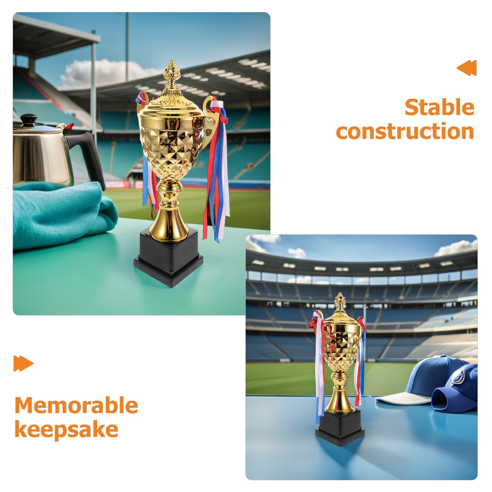 BESPORTBLE Copa Trofeo Grande de Metal para Competiciones Deportivas Premio Trofeo Versátil para Baloncesto Fútbol Atletismo y Hockey y Fácil de Exhibir
