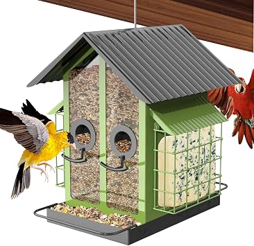 Finch Feeders for Outside Metal Squirrel Proof Large Capacity Weatherproof