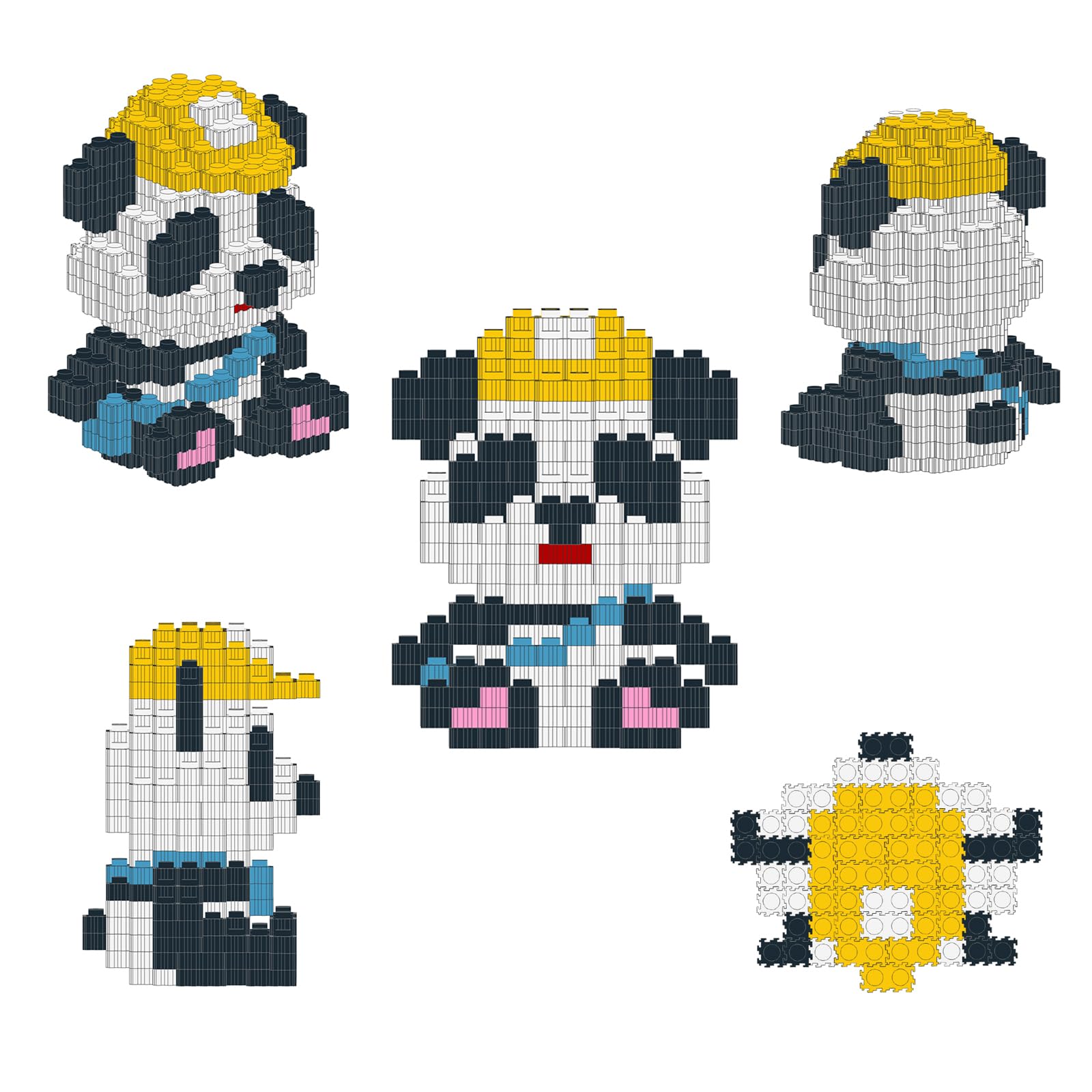Larcele Micro Building Blocks Animal Set, DIY Mini 3D Building Toy Bricks,378 Dots KLJM-10 (Panda 5256) - Image 3
