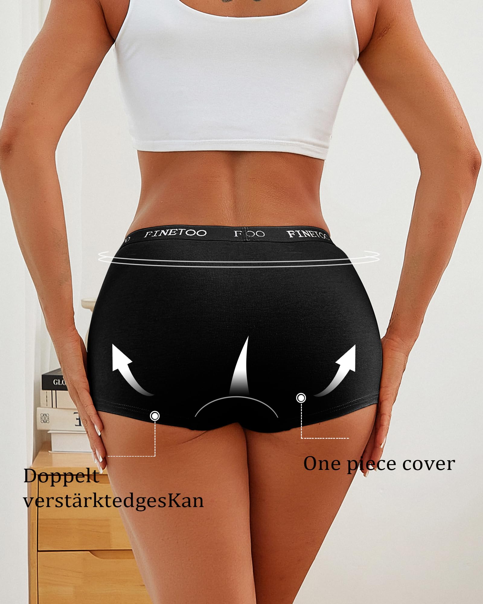 FINETOO Calzoncillos de algodón para mujer, ropa interior suave, paquete de 6 unidades