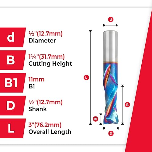 Miniatura 40 de Amana Tool Spektra Extreme Tool Life - Broca de carburo sólido CNC de compresión en espiral, 46010-K, 3/8 D x 1-1/8 CH x 3/8 vástago x 3 pulgadas