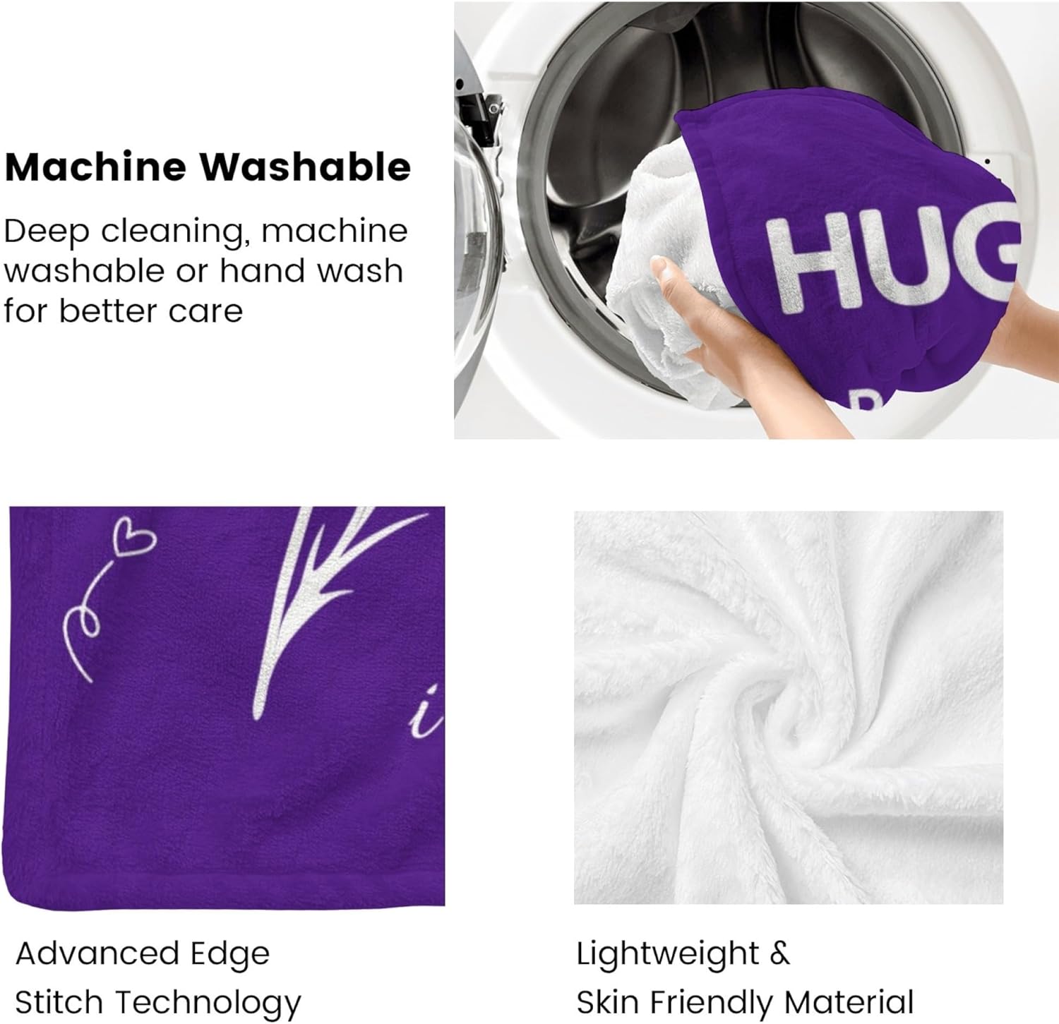 Memorial Blanket, Sympathy Blanket for Loss of Loved One, Hug from Heaven Gifts, Best Bereavement or Condolences Gifts, In Memory of Dad Mom Grandma Grandpa Husband Wife Friend Pet 60"x50" Purple - Image 6