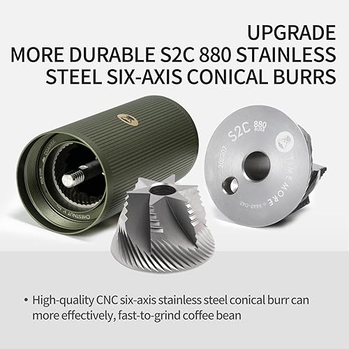 Miniatura 3 de TIMEMORE Molinillo de café manual de acero inoxidable con rebabas cónicas con capacidad de 0.71 oz Chestnut X lite interno externo ajustable ajuste
