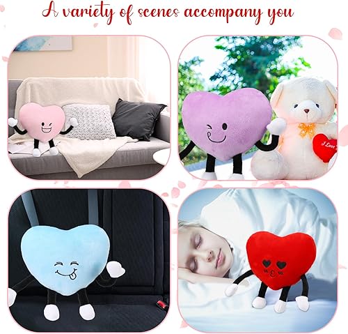 Miniatura 7 de 6 piezas de peluche de corazón con patas, almohada en forma de corazón de 9 pulgadas, regalo de animal de peluche de corazón para bebés, niñas,