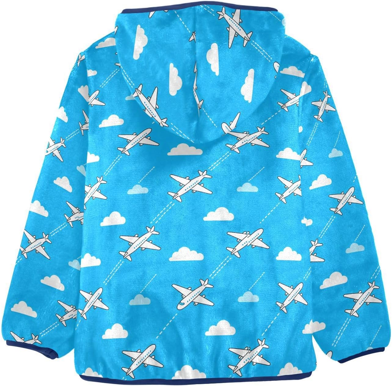 Airplane Pattern Toddler Boy Fleece Jacket Children's Coat Navy Blue Fall Baby Boys Clothes