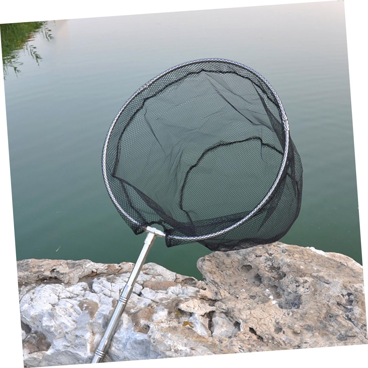 BESPORTBLE Filet De Pêche en Acier Inoxydable Pliable Manche Télescopique Facile À Transporter