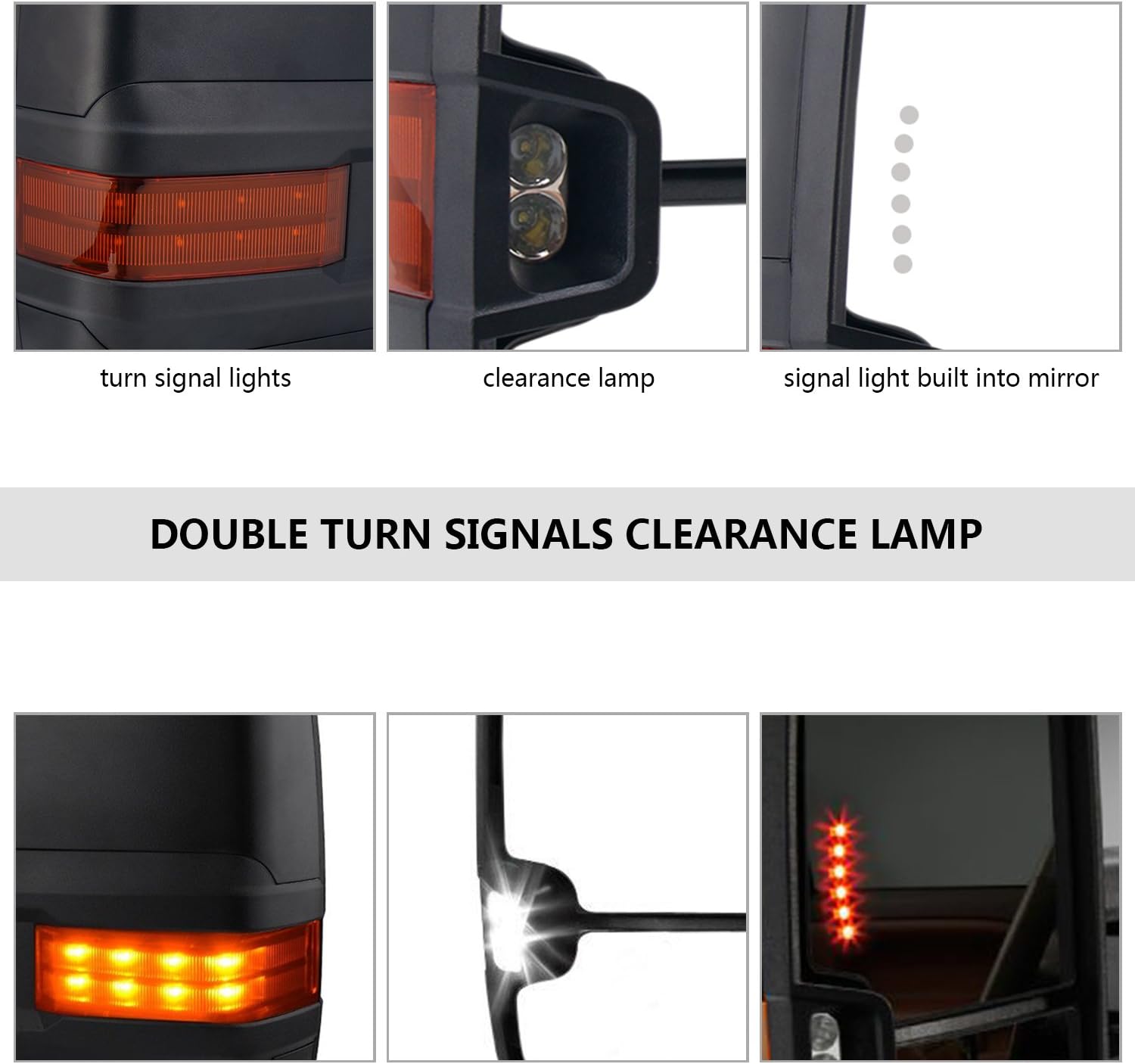 Buy 1 get 1 Perfit Zone Towing Mirror Replacement Fit for 1999-2002 Silverado Sierra 1500 2500 3500,Power Heated with Turn Signal, LED Arrow, Clearance Light(Pair Set)