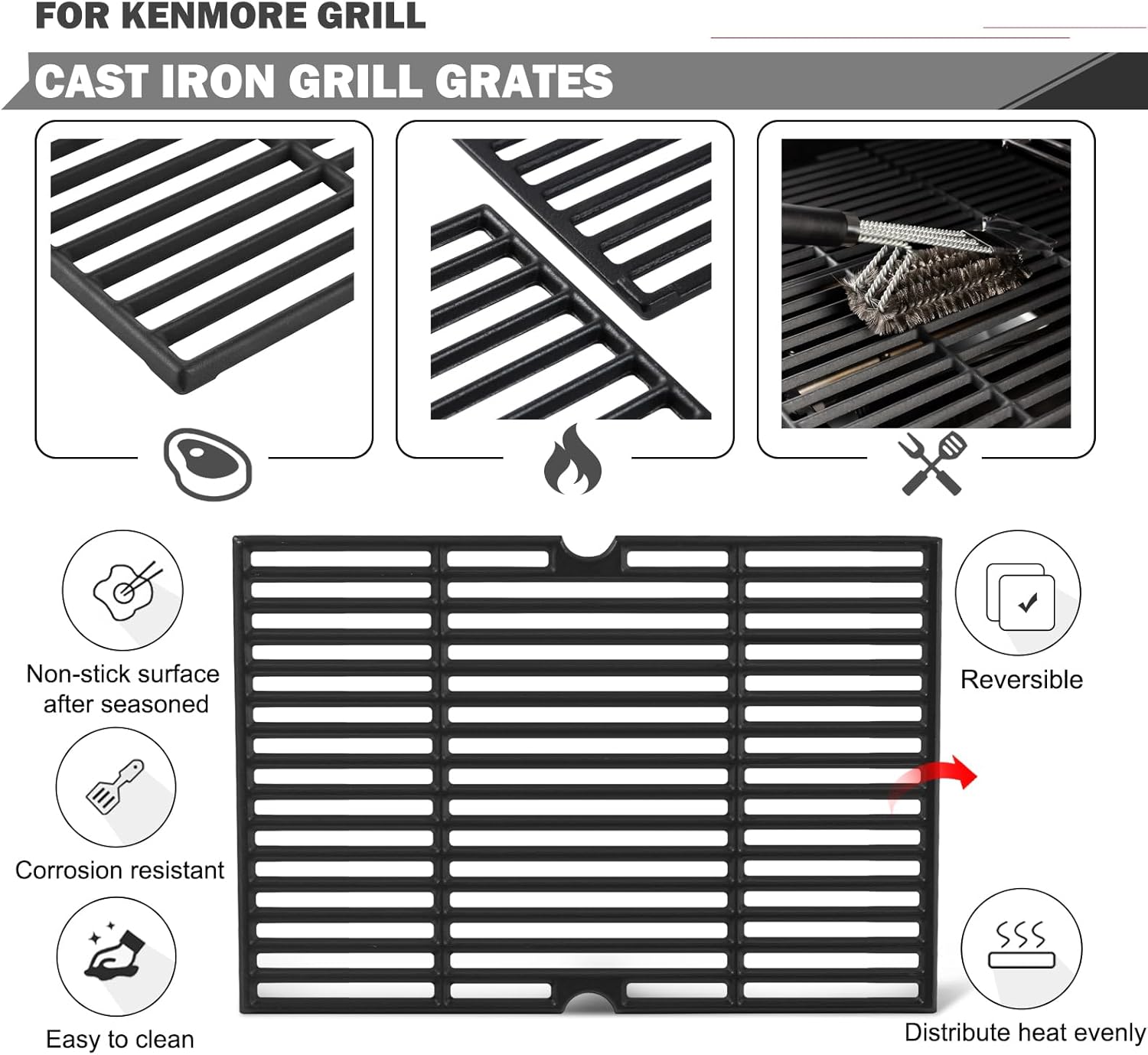 146.46372610 PG-40409SOLB Grates Parts for Kenmore Grill Replacement Parts 146.46366610 146.10016510 146.34461410 146.16142210 Grill Grates Parts 40900204 Kenmore Cooking Grids Replacement Parts