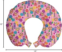 Vista 100 de Lunarable Teal Travel Pillow Neck Rest, Aquatic Fauna Theme Hand Drawn Style Various Starfish in Blue Shades, Memory Foam Traveling Accessory for