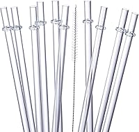 Vista 8 de Paquete de 24 popotes de plástico reutilizables altamente transparentes con 4 cepillos de limpieza, popotes de 10.5 pulgadas de largo, popote