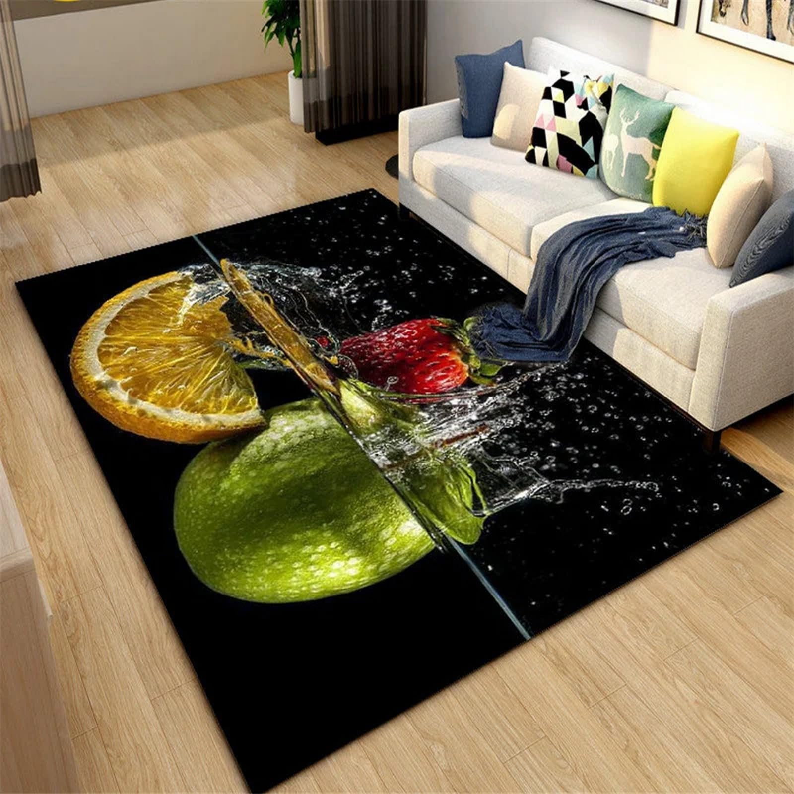 Tapis 3D imprimé fruit 120x160 cm antidérapant pour chambre d'enfant