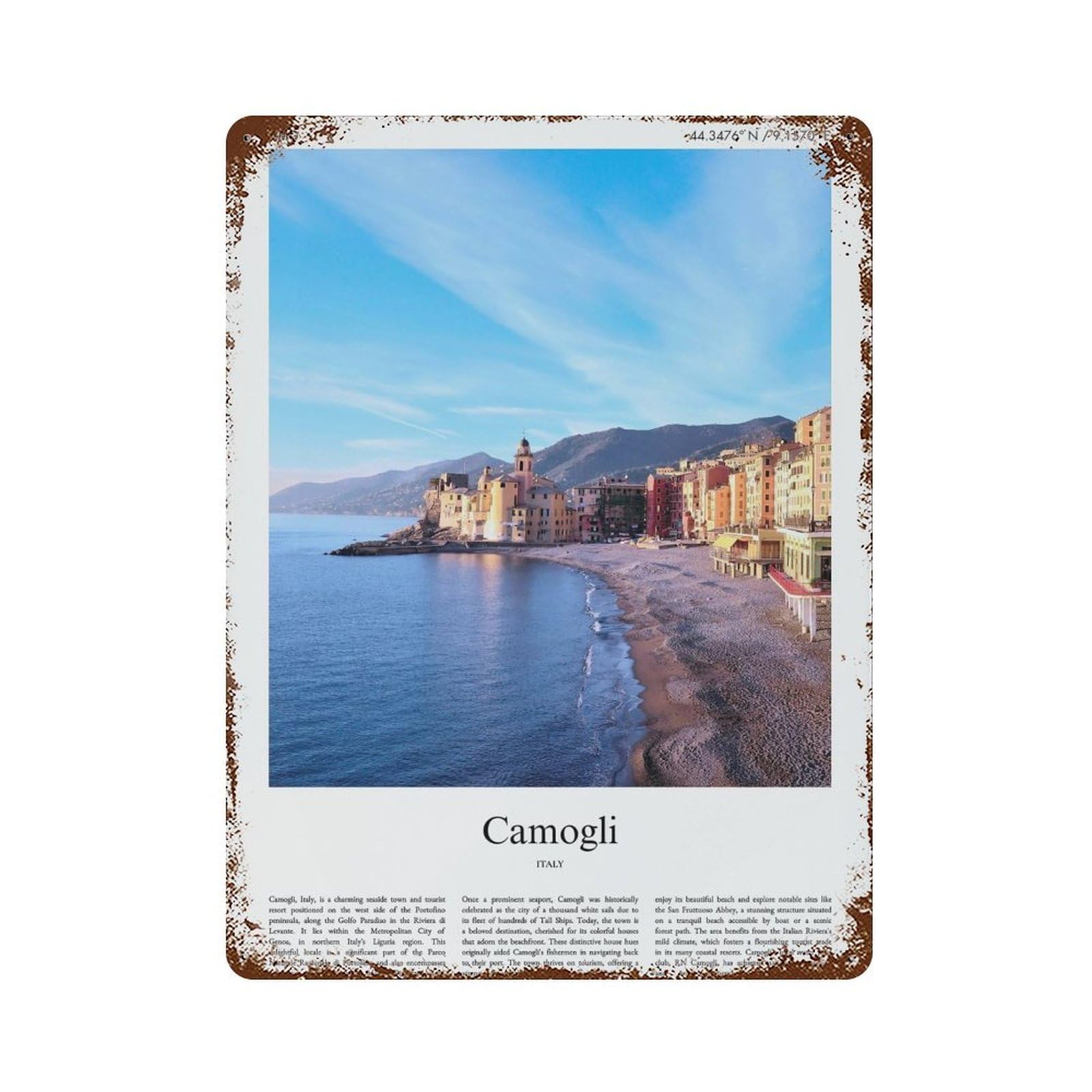 xiaoxiaoshen Camogli Italy City Scenery Wall Decor Art Metal Tin Poster Modern Home Decor Art Home Bar Shop Decorations Vintage Sign 40x30cm