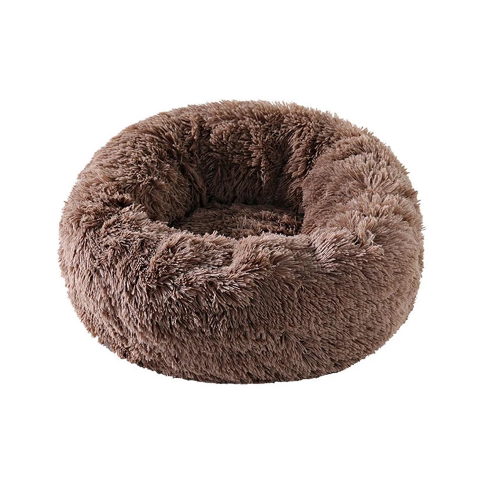 Lit rond pour chat 50cm coussin en peluche couleur pâte de haricot