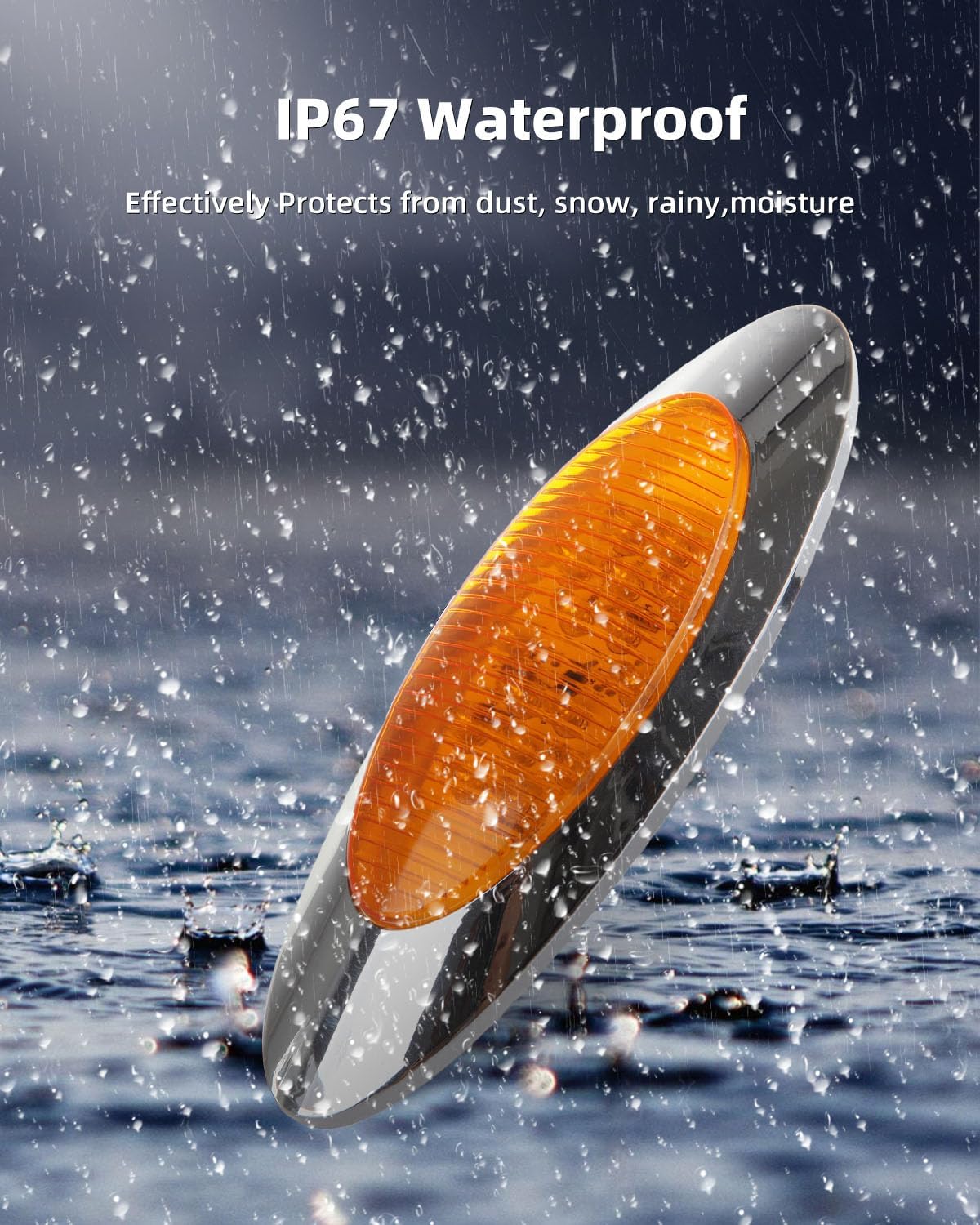 5x 6.5" LED Marker Lights Oval Amber LED Side Marker Clearance Lights with Chrome Bezel Replacement for Truck Peterbilt Kenworth Freightliner