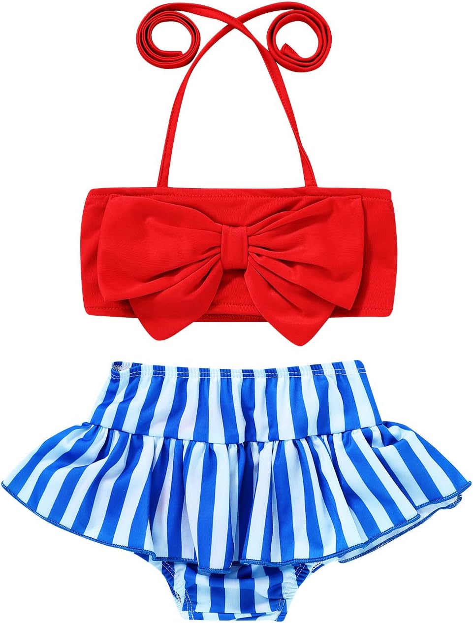 JEELLIGULAR Baby Girl Babies Swimwear Bowknot Stripe Swimsuit Bathing Suit Bikini Set Outfits Summer