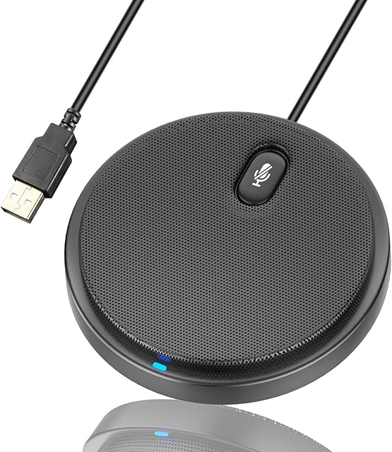 Conference Microphone UNOOE Microphone for Computer with Omnidirectional Boundary Condenser Plug & Play USB PC Mic for Video Conference Skype Recording Gaming