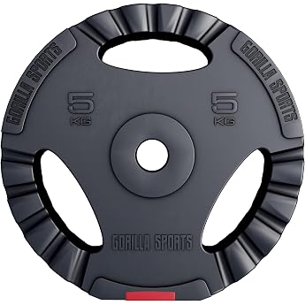 GORILLA SPORTS  Hantelscheiben 125 30 kg 30/31 mm Tri-Grip Kunststoff Mit Zementf llung bodenschonend und ger uscharm; einzeln oder im Set Gewichtsscheiben Hantelscheiben-Set