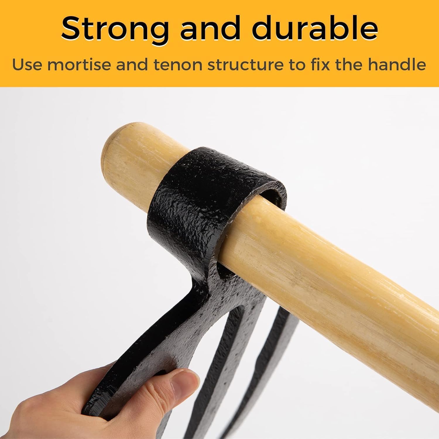 Heavy Duty Forged Eye Hoe Fork for Garden - 4 Tines Digging Spading Fork, Forged High-Carbon Steel (Corrosion-Resistant), Effortless Tool for Digging, Harvesting Tubers, Weeding