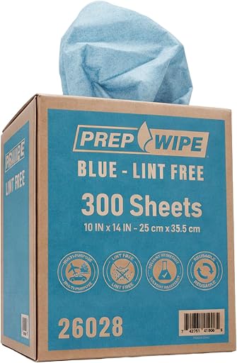 Lauco Prep Wipe Lint-Free Towels – Heavy Duty Nonwoven Cleaning Cloths for Automotive, Industrial & Household Use, Disposable Shop Rags, 300 Pack, 9 x 17 Inch Blue