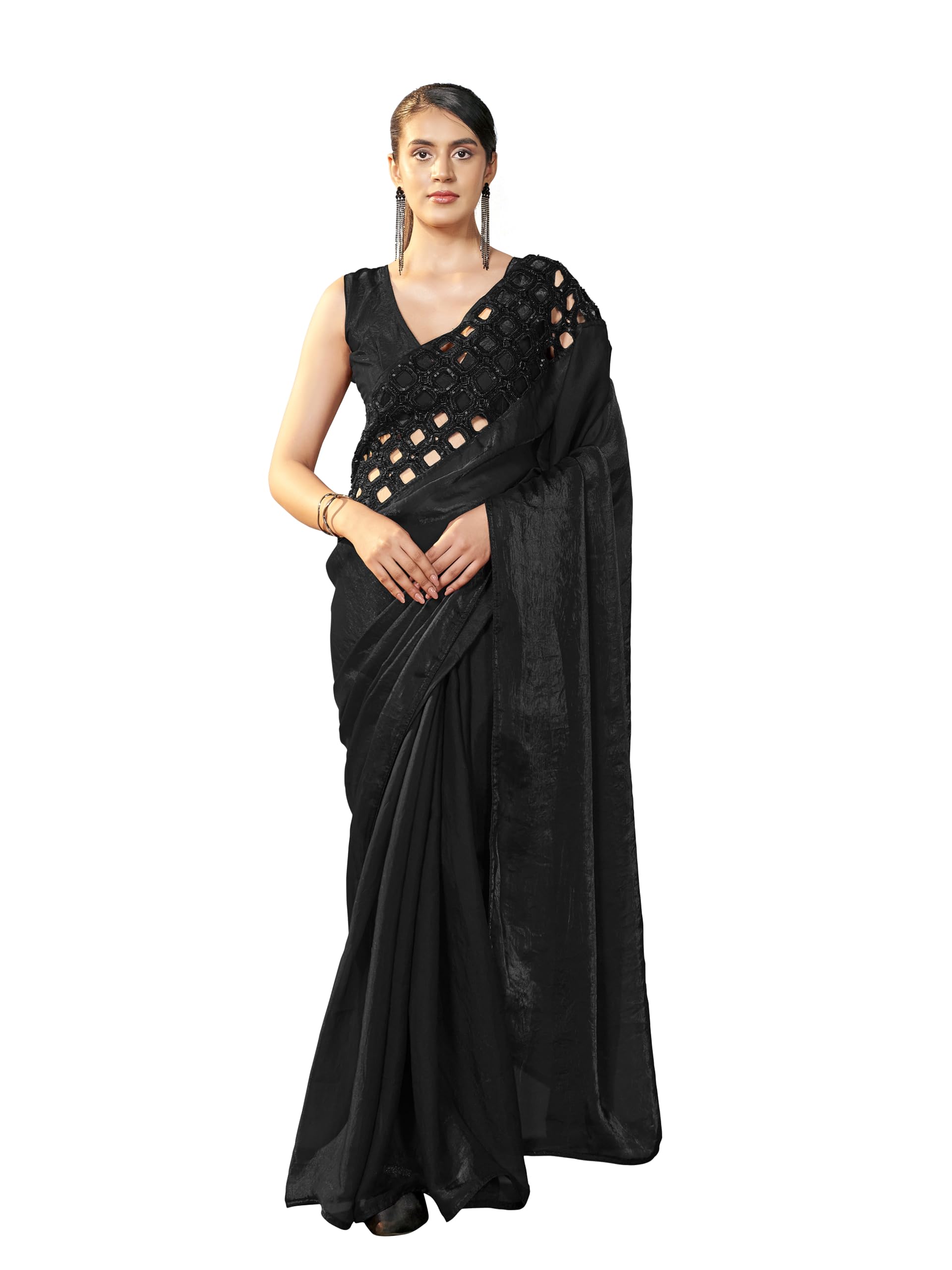 womanista Women's Black colored satin embroidered designer saree(TI7398_Black_Onesize)-picture-17