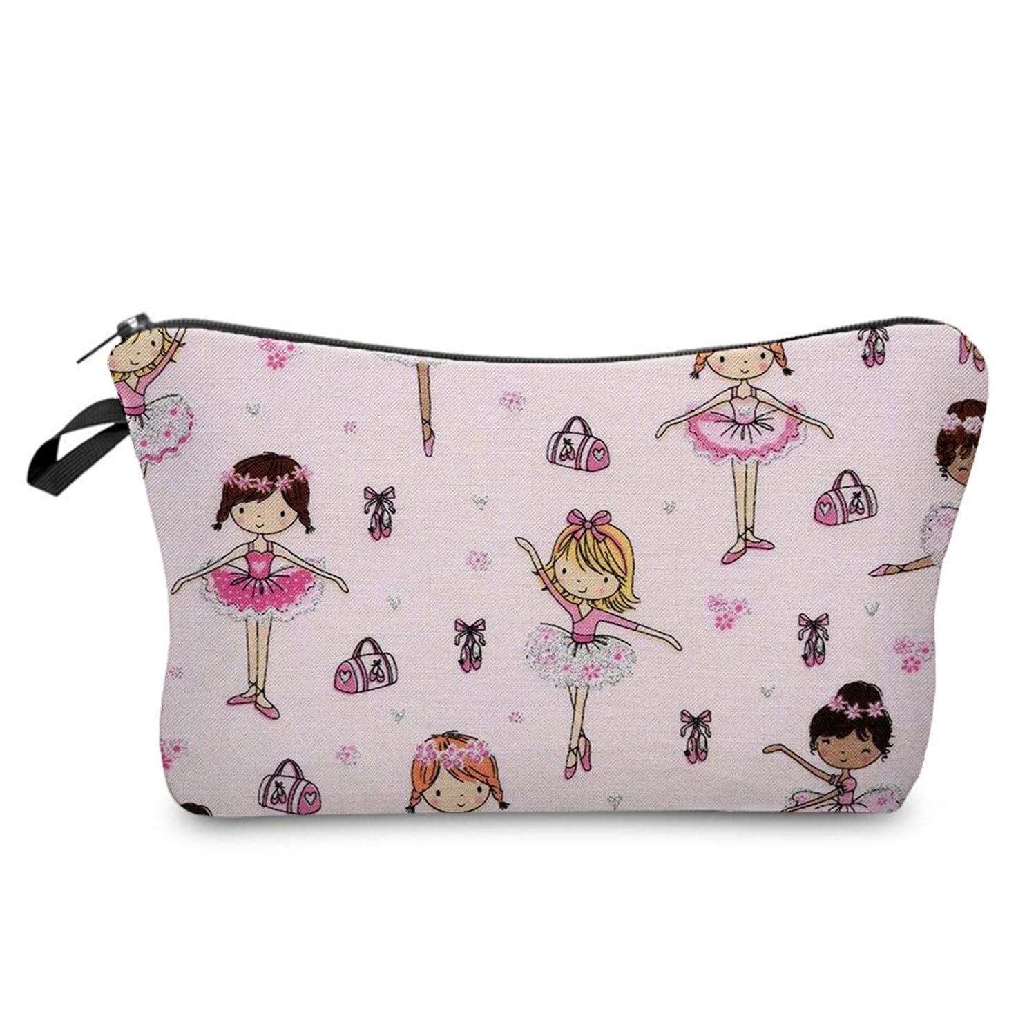 Livel lhood Cartoon Ballet Cosmetic Bag Cute Small Makeup Zipper Pouch Cartoon Ballet Makeup Bag for Woman Sisters