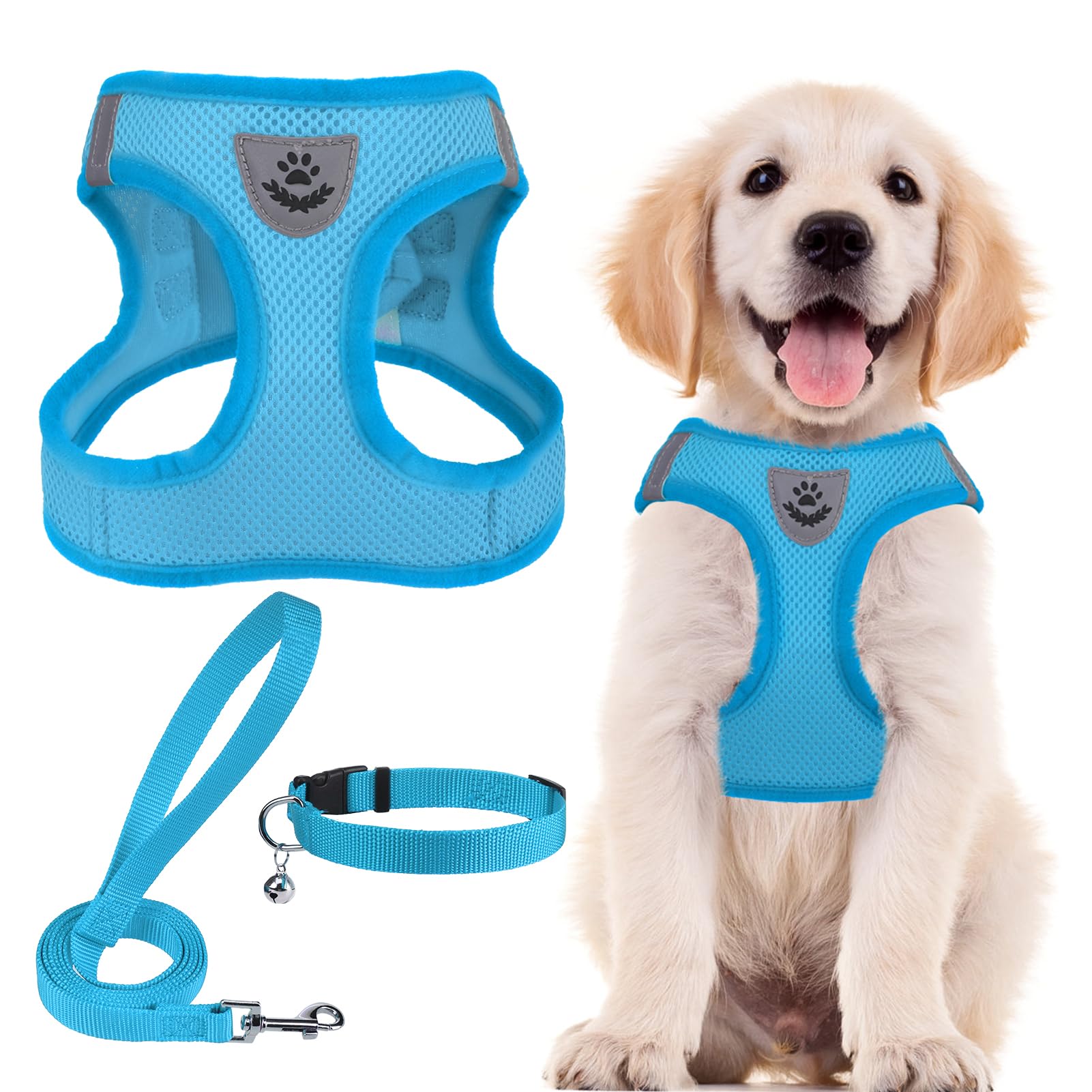 PUPTECK Dog Harness Small Dog with Collar and Lead Set Step-in No Pull Puppy Cat Harnesses for Daily Walking — image 1