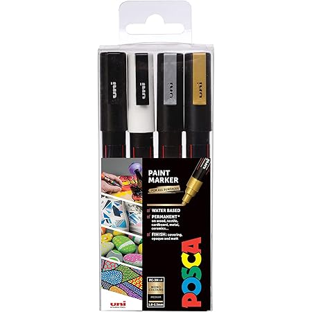 Posca PC-5M - marcador de pintura extrafino de 1,8-2,5 mm, 16 colores