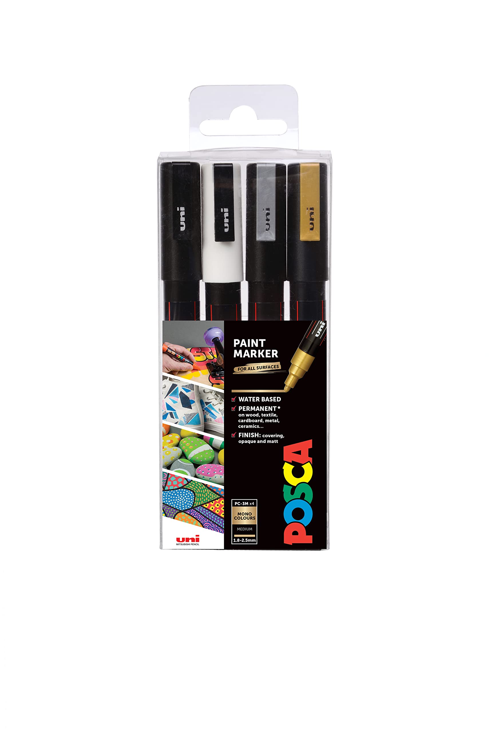 Buy posca4 Paint Markers, 5M Medium Markers Set of MonoColors with