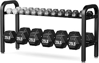 Estante para mancuernas de 2 niveles, estante de pesas para gimnasio en casa, capacidad de 300 libras