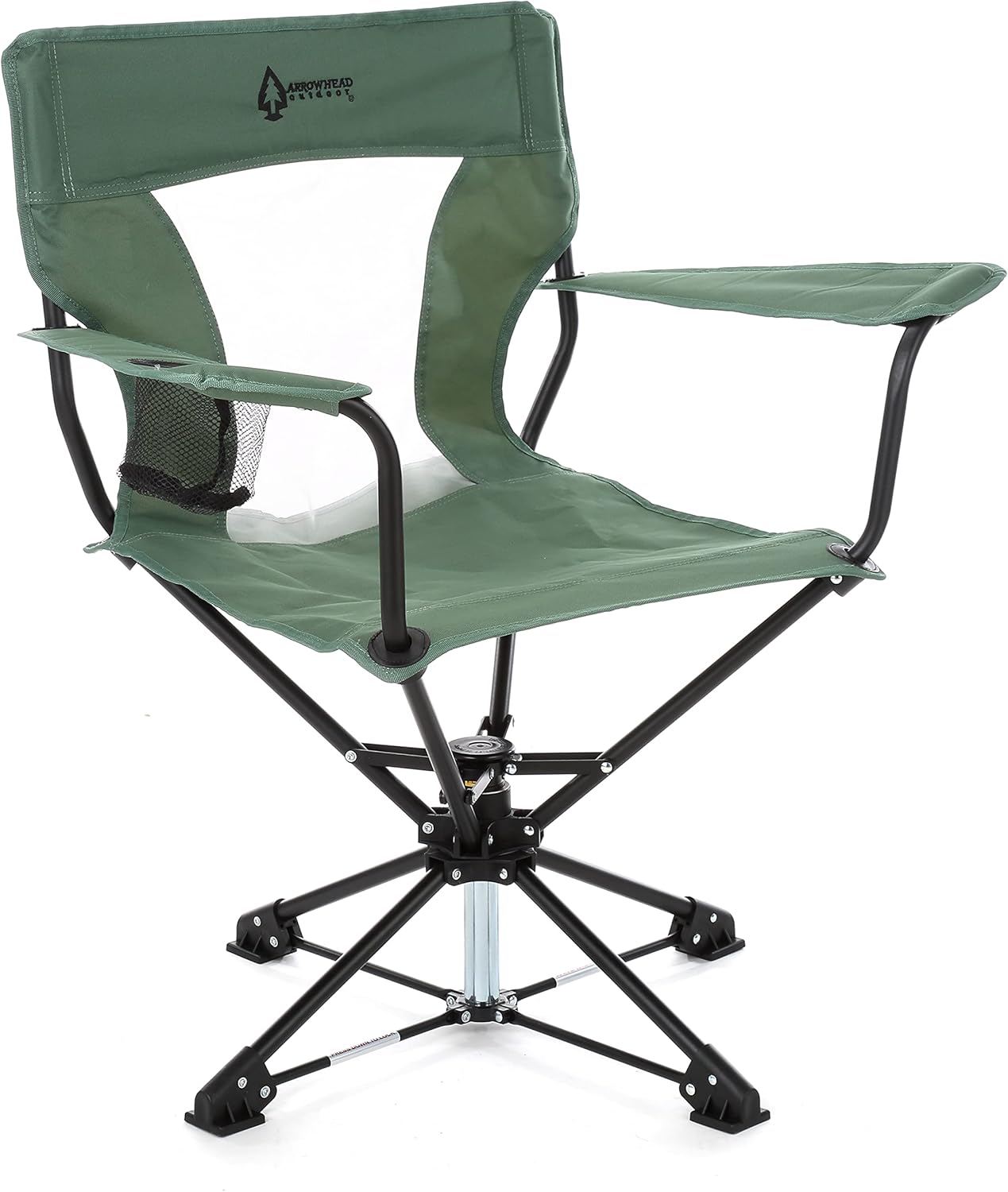 ARROWHEAD OUTDOOR 360° Degree Swivel Hunting Chair Stool Seat, Perfect for Blinds, No Sink Feet, Supports up to 450lbs, Carrying Case, Steel Frame, Fishing, High-Grade 600D Canvas, USA-Based Support