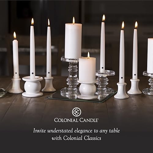 Vista 27 de Colonial Candle Unscented Taper Candle, Handipt Collection, Green, 10 in, Pack of 6 Candlesticks - Up to 8 Hours Burn