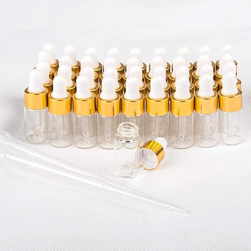 Miniatura 9 de Easeen 50 botellas con cuentagotas de muestra, 0.11 onzas líquidas transparentes con 2 cuentagotas de plástico para viajes, aceites esenciales,