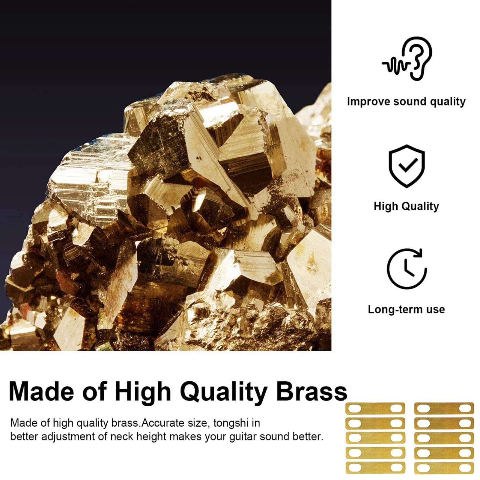 Uxsiya Ottone Luthier Neck Shim, 8 pz Guitar Neck Repair Shims Good Match Non Damage 0,2 mm 0,5 mm 1 mm Spessore protezione per bassi