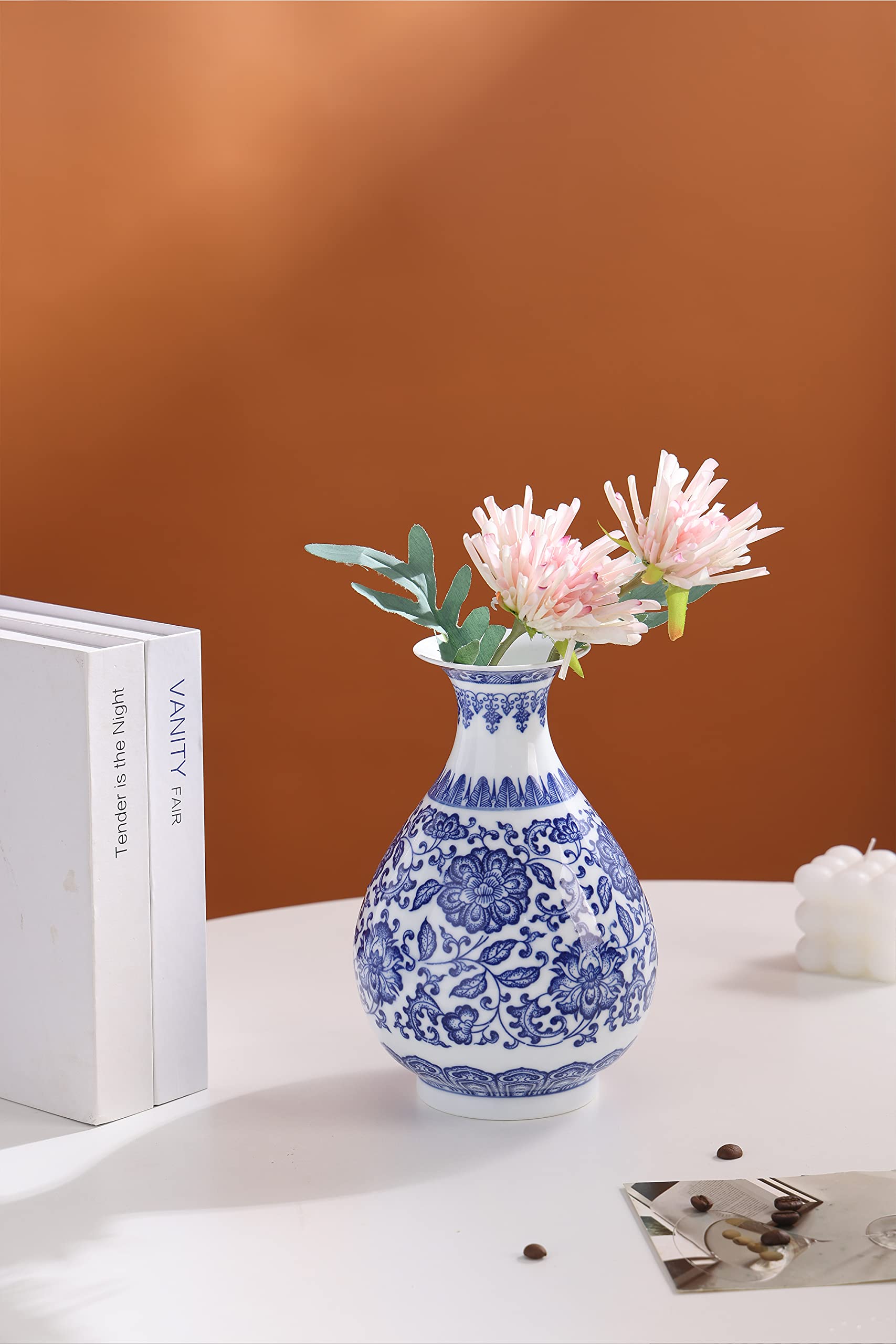 Sungmor Florero De Cerámica, Florero De Porcelana De Esmalte Agrietado Con Hielo Vintage, Bonito Jarrón De