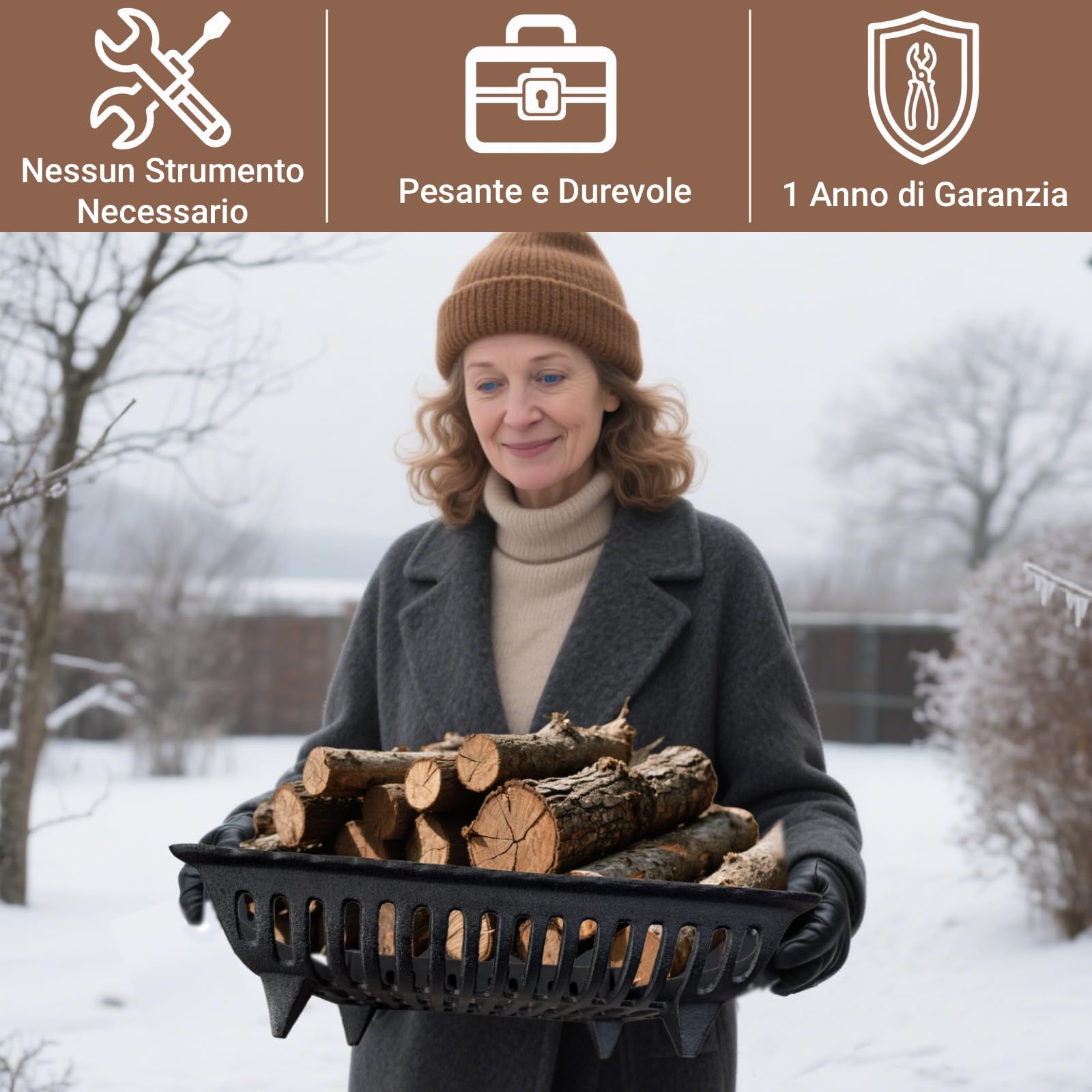 Amagabeli Griglia per camino Legna da ardere Porta legna In ghisa Interna Griglia di fuoco All'aperto Stufa a legna Supporto Supporto Nero