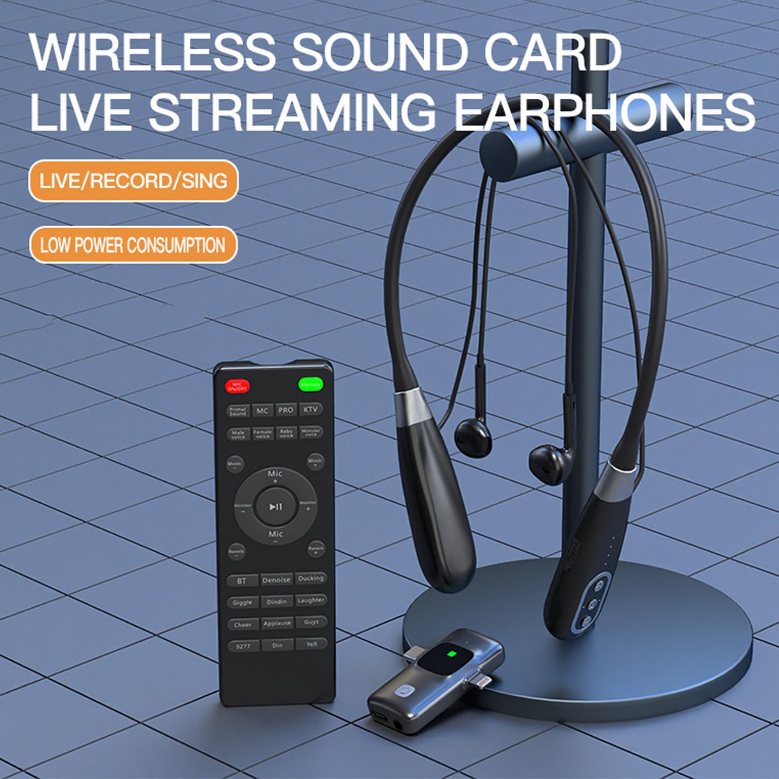 VBESTLIFE Carte Son sans Fil Écouteurs en Streaming en Direct, Carte Son Portable Casques de Diffusion en Direct avec Télécommande pour Youtube, TikTok