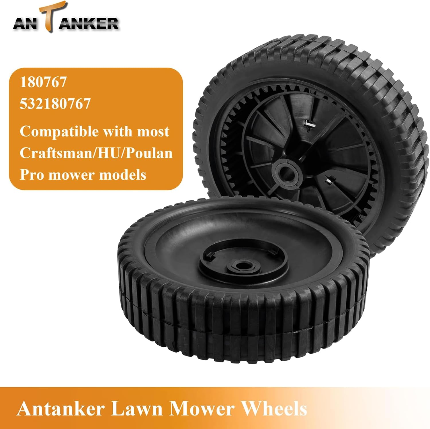 Lawn Mower Wheel Replace for AYP 180767 Front Drive Wheel Replacement for AYP/Sears, Replace for Craftsman/Jonesred/Poulon 532180767 Mower Wheel 2 Pack