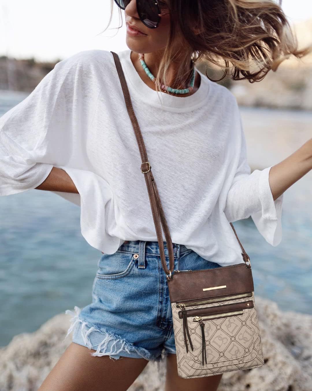 Dasein Crossbody Purse for Women Vegan Leather Shoulder Handbags Messenger Bags with Multi Zipper Pockets - Image 2