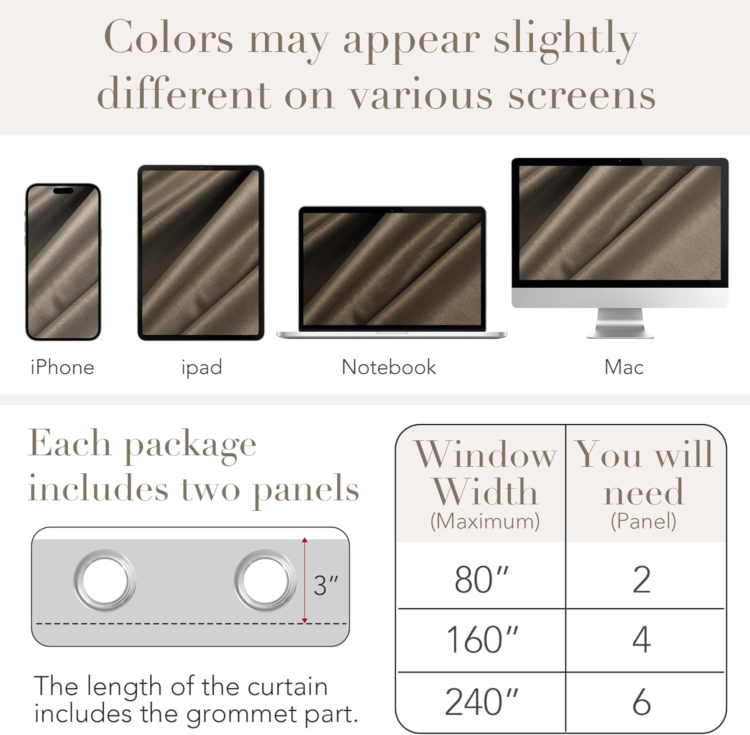 NICETOWN Taupe Velvet Curtains 90 Inches Long, Luxury Warm Neutral Drapes for Living Room, Thermal Insulated Grommet Panel, 52 x 90 Inch, Set of 2