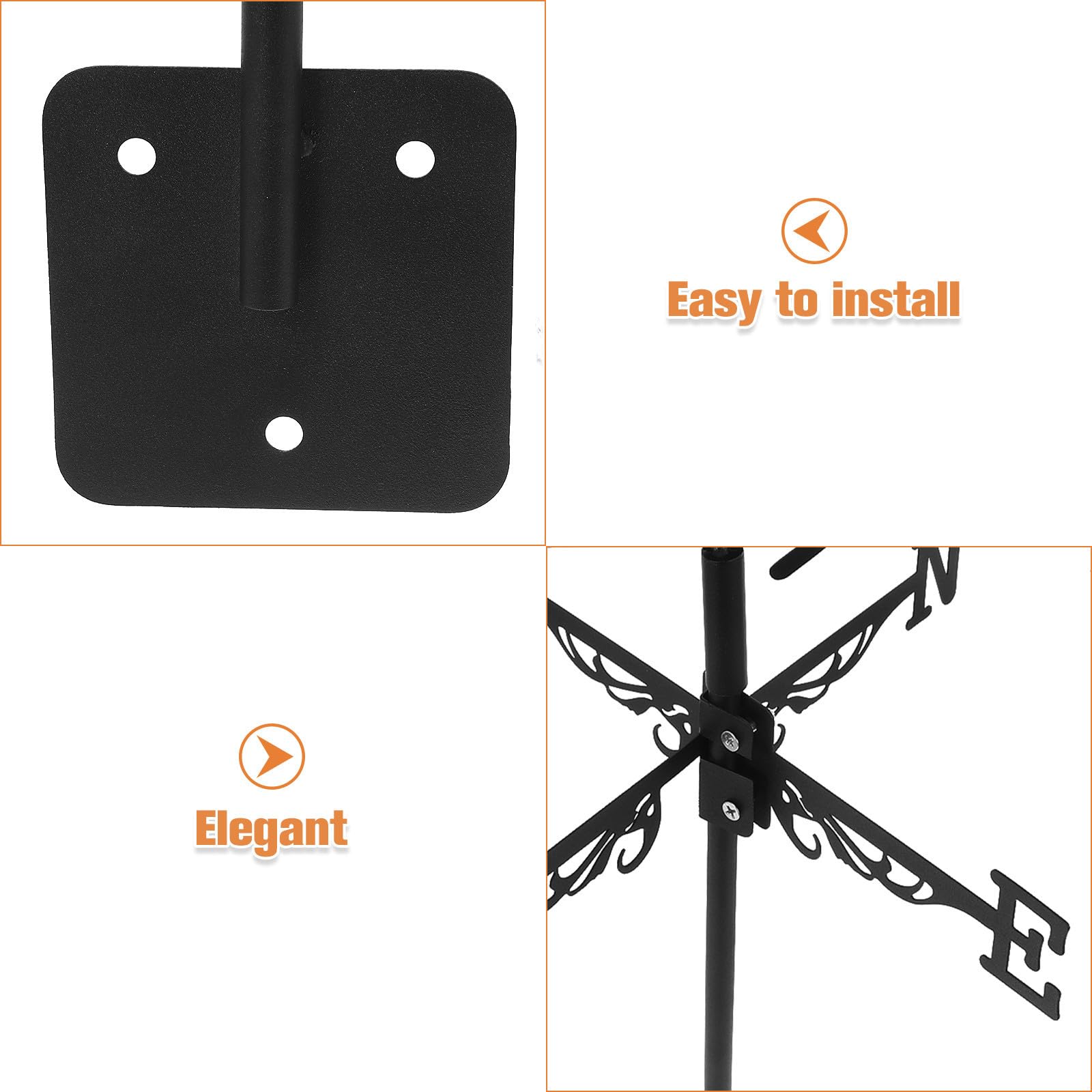 Cabilock 4 Pièces Girouette Décorative Nichoir en Fer Noir, Indicateur