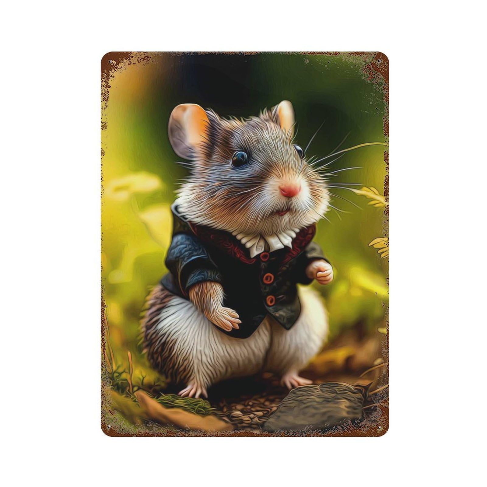 Mouse Rusty Metal Tin Sign 15.7"x11.8", for Basement, Hobby Room And Garage Decor, Retro Wall Decor
