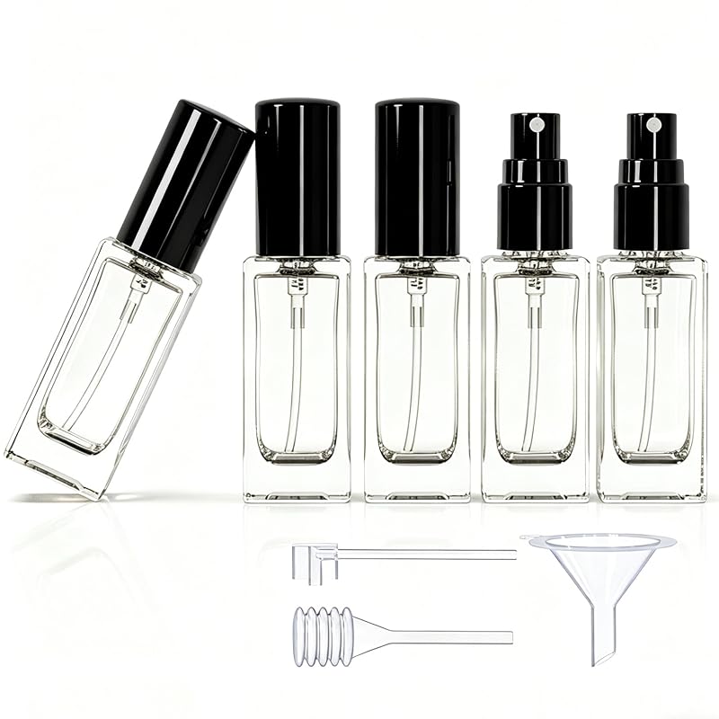 Frascos de perfume recarregáveis seafulee de vidro com spray, 5 mL, pacote com 5