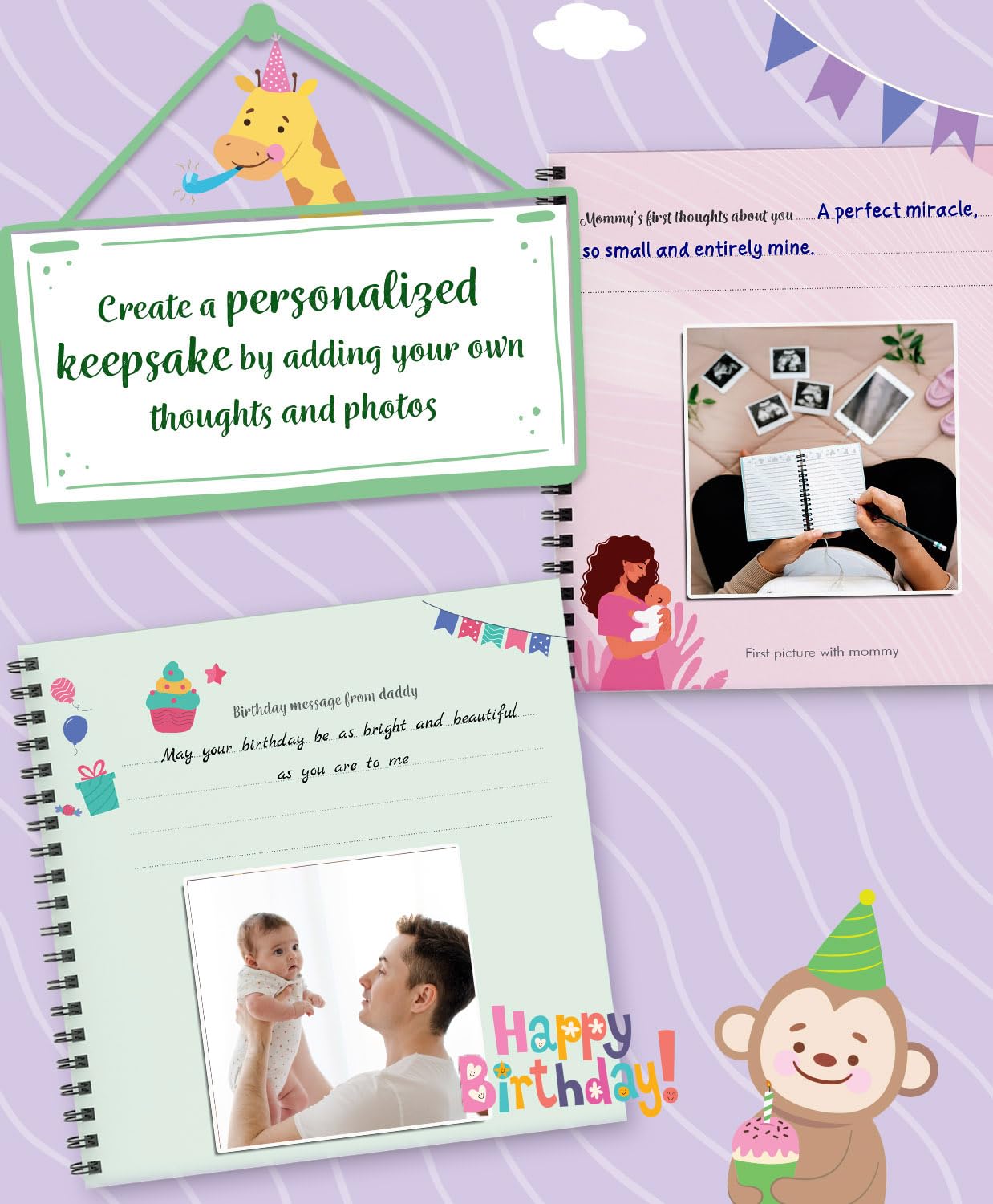 Baby Record Book - Premium Journal for Milestones & Memories with Photo Album for 0-5 Years Baby Girl/Boy | 56 Pages | Best Gift for Pregnancy, Baby Shower Party, New Born & New Parents 3