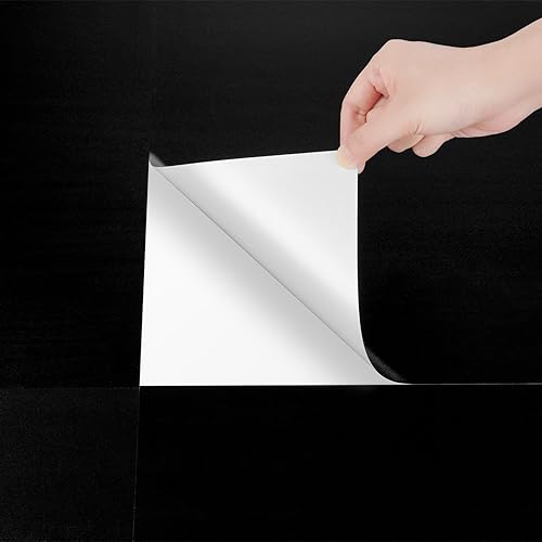 Miniatura 5 de Livelynine Azulejos grandes de color negro mate para salpicaduras de cocina, 24 x 12 pulgadas, 4 piezas de azulejos de pared de baño, calcomanías