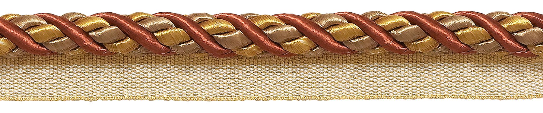Cordon à lèvre baroque rouille doré 11mm Cinnamon Toast rouleau de 24,7 mètres pour tapisserie